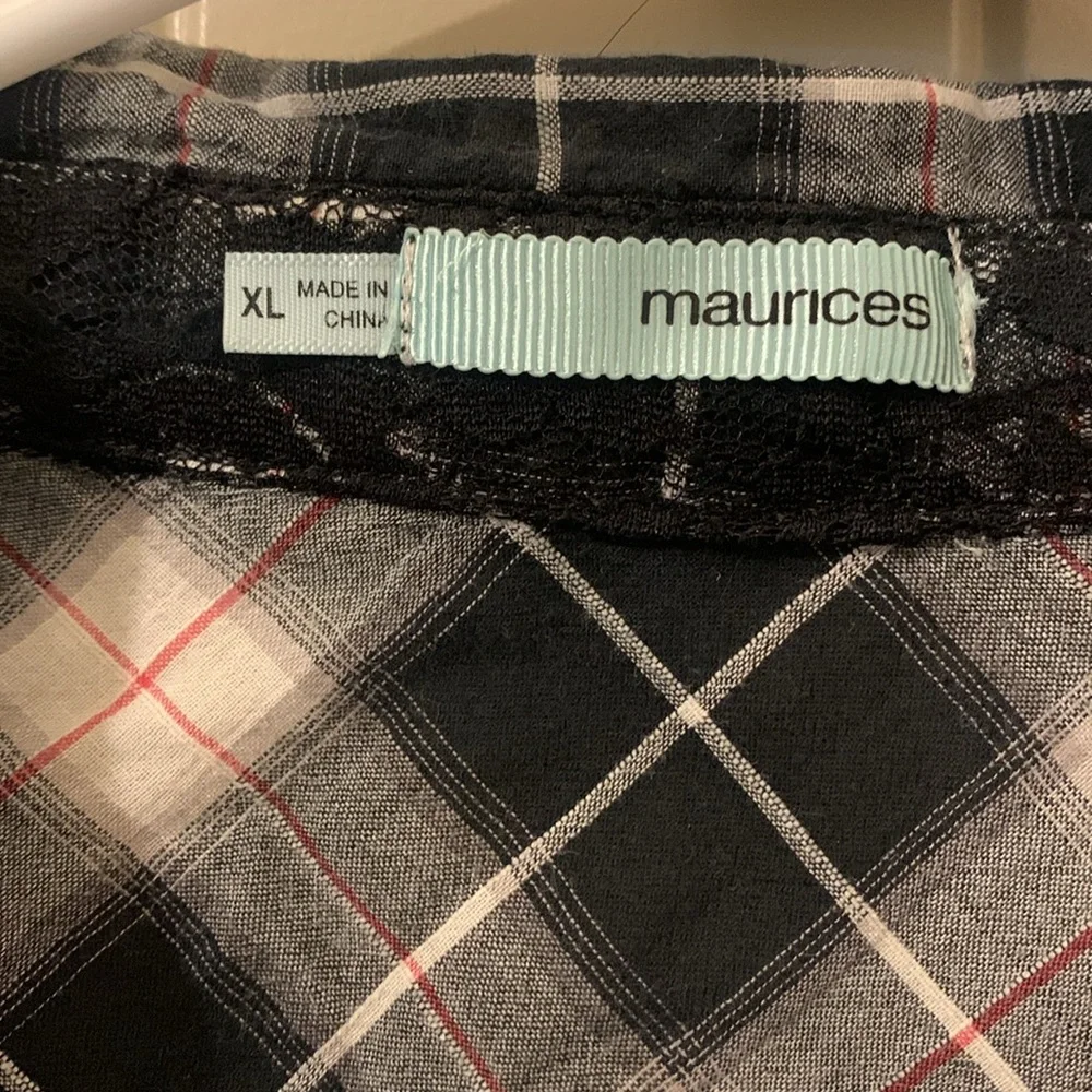 Maurice’s Plaid Flannel w/Lace - Picture 2 of 3